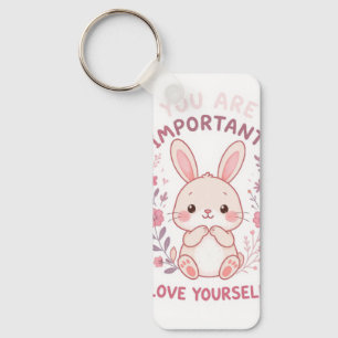 Schattig Konijn 'Love Yourself' Citaat- Je Bent Be Sleutelhanger