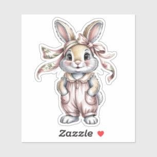 Schattig Konijn Meisje Baby Shower Sticker