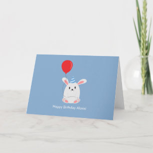 Schattig konijn met ballon verjaardag bedankkaart