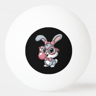 Schattig Konijn met Bril die Bubble Gum Blaast Pingpongballen