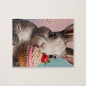 Schattig konijn met cupcake legpuzzel (Horizontaal)