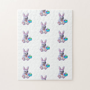 Schattig Konijn met een Mand Legpuzzel