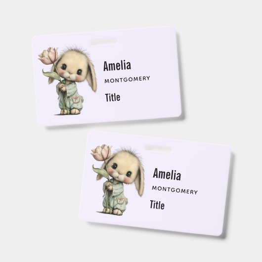 Schattig Konijn met een Tulp Badge (Voor- en achterkant)