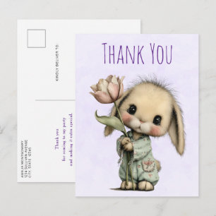 Schattig Konijn met een Tulp Bedankt Briefkaart