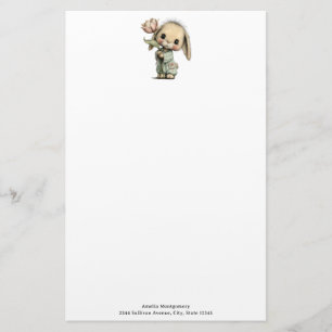 Schattig Konijn met een Tulp Briefpapier