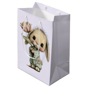 Schattig Konijn met een Tulp Medium Cadeauzakje