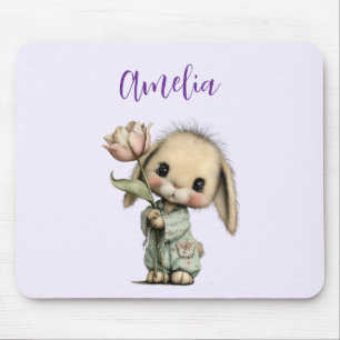 Schattig Konijn met een Tulp Muismat