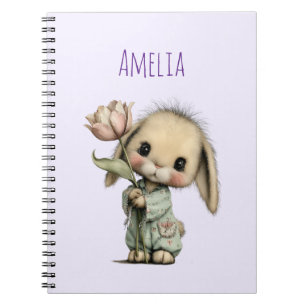 Schattig Konijn met een Tulp Notitieboek