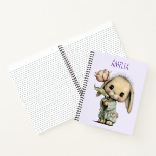 Schattig Konijn met een Tulp Notitieboek