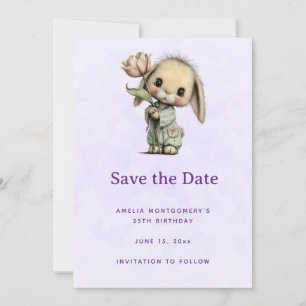 Schattig Konijn met een Tulp Save The Date
