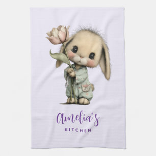 Schattig Konijn met een Tulp Theedoek