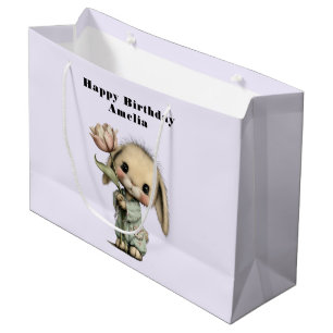 Schattig Konijn met een Tulp Verjaardag Groot Cadeauzakje