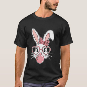 Schattig Konijn Met Luipaard Bril Bubblegum Pasen T-shirt
