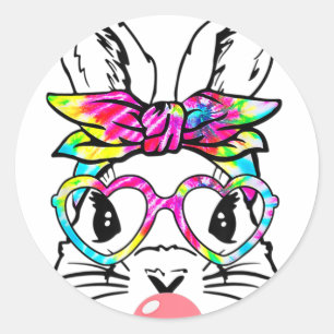 Schattig Konijn Met Ndana Hart Gles Bubblegum Pase Ronde Sticker