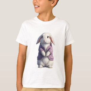 Schattig Konijn met Paarse Jas Kinderen T-shirt