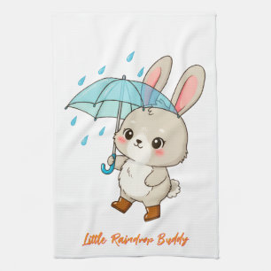 Schattig Konijn met Paraplu Kawaii Theedoek