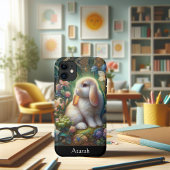 Schattig konijn met Waterverf bloesems Case-Mate iPhone Case