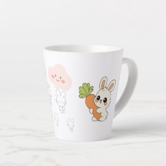 Schattig Konijn met Wortel Koffiemok | Aardige Rab Latte Mok