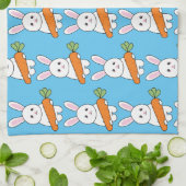 schattig konijn met wortel theedoek (Gevouwen)