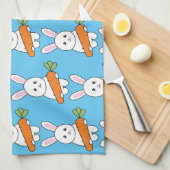 schattig konijn met wortel theedoek (Quarter Fold)