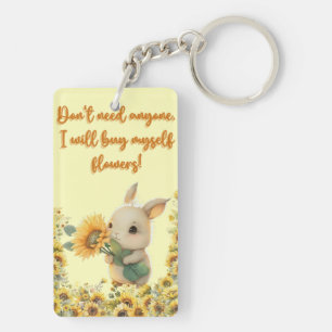 Schattig konijn met zonnebloem Acrylsleutelhange Sleutelhanger