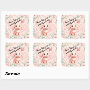 Schattig Konijn 'n Vlinder Magneet Vierkante Sticker