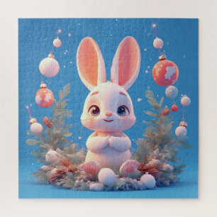 Schattig konijn omringd door decoraties legpuzzel