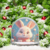 Schattig konijn omringd door decoraties sneeuwbol (Kerstmis)