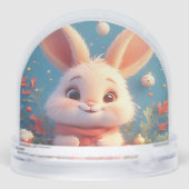 Schattig konijn omringd door decoraties sneeuwbol (Achterkant)