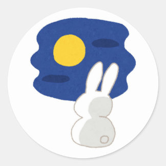 Schattig Konijn Onder de Maan Ronde Sticker