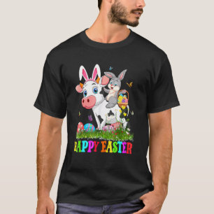 Schattig Konijn Rijdt Koe Paasei Schattige Konijn  T-shirt