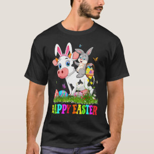 Schattig Konijn Rijdt op Koe Paasei Schattig Konij T-shirt