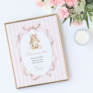 Schattig Konijn, Roze Strik, Roze Strepen, Momosa Poster