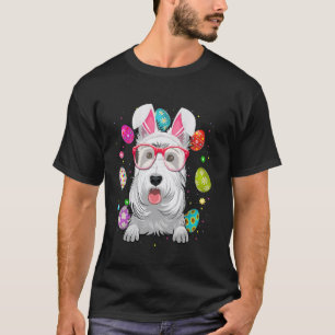 Schattig Konijn Schotse Terrier Hond Gezicht Paase T-shirt