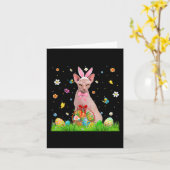 Schattig konijn Sphynx kat en Pasen eiermand Pasen Kaart (Gele Bloem)