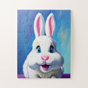 Schattig konijnenkonijn met schattige blauwe ogen legpuzzel