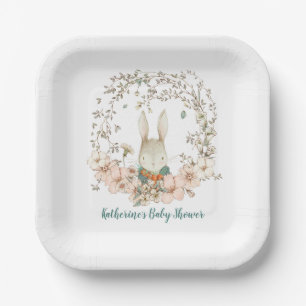  schattig konijntje bloemetjes jongen Baby shower Papieren Bordje