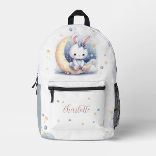 schattig konijntje en de maan kinderen bedrukte rugzak