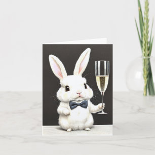 Schattig Konijntje met Champagne Kaart
