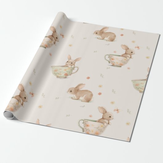 schattig konijntjes thee party cadeaupapier (Uitgerold)
