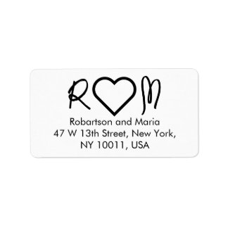 Schattig Koppel Monogram Hart Retouradres Etiket