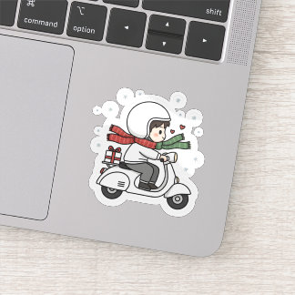 Schattig Koppel Scooter Reisje | Romantische Reis Sticker