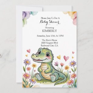 Schattig krokodil-Baby shower Kaart