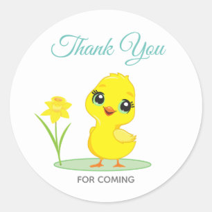 Schattig kuiken met bloem Bedankt Ronde Sticker