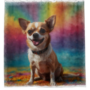 Schattig lachend chihuahua artistiek portret douchegordijn