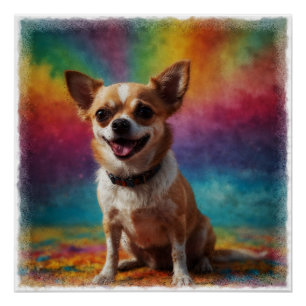 Schattig lachend chihuahua artistiek portret perfect poster