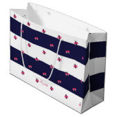 Schattig Ladybird Navy Blue Stripes Groot Cadeauzakje (Voorkant Gekanteld)