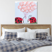Schattig Ladybug met  roze ballon Bouquet Canvas Afdruk (Insitu (Slaapkamer))