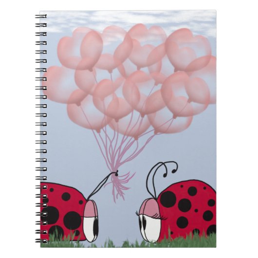 Schattig Ladybug met  roze ballon Bouquet Notitieboek (Voorkant)