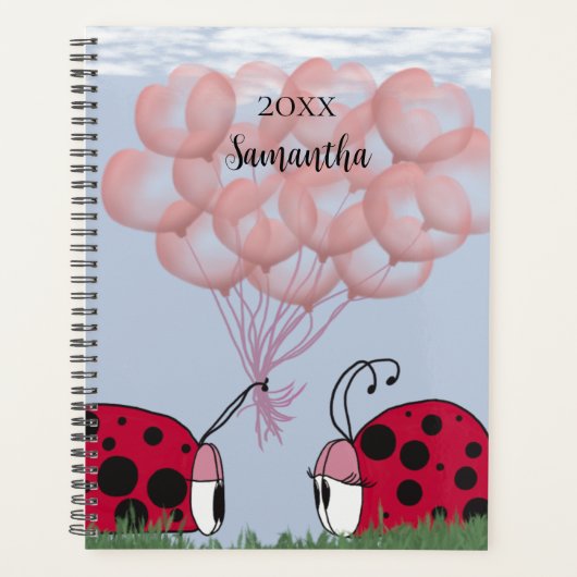Schattig Ladybug met  roze ballon Bouquet Planner (Voorkant)